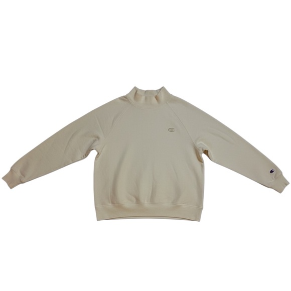 Champion Cream Mock Neck Pull Over Sweatshirt - Picture 3 of 5